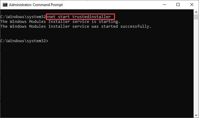 How to Fix "Windows Resource Protection Could Not Perform The Requested Operation" 3 net start trustedinstaller