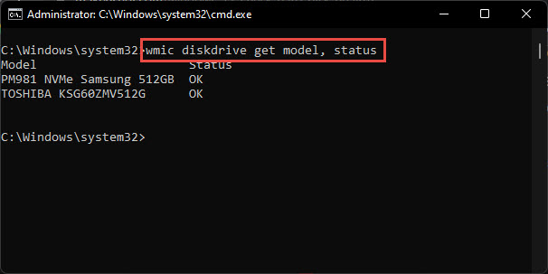 How To Check And Repair Hard Disk for Bad Sectors & Errors 9 Obtain hard drive status through Command pPrompt