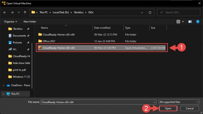 Open the CloudReady ChromeOS OVA file
