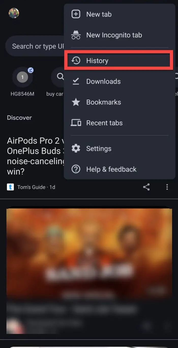 Open browser history on Android