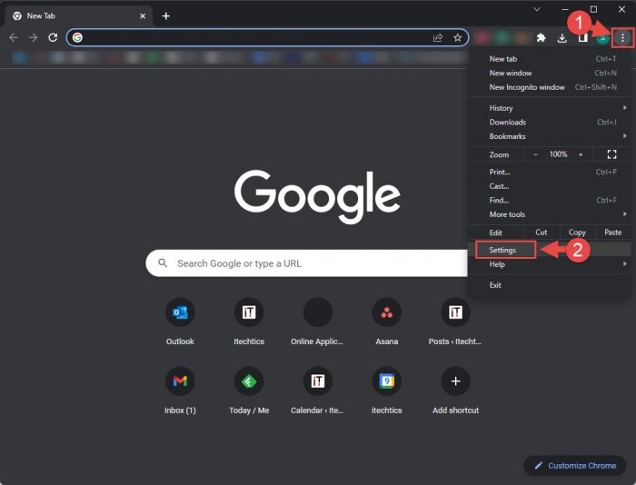 Open Chrome settings