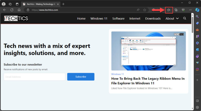 Open Favorites in Edge