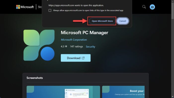 Open in Microsoft Store