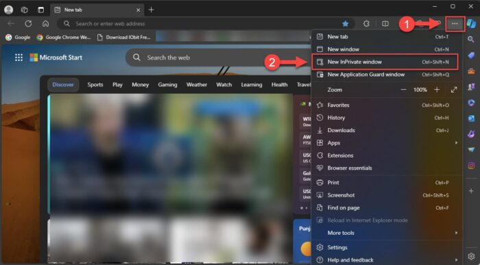 How To Open A Browser In Safe Mode 7 Open incognito window in Edge
