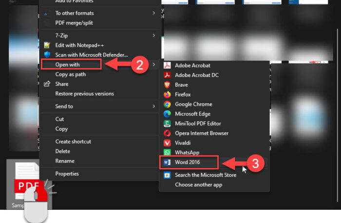 Open PDF with Word