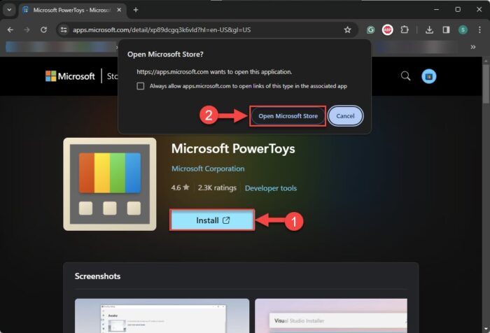 Open PowerToys in Microsoft Store