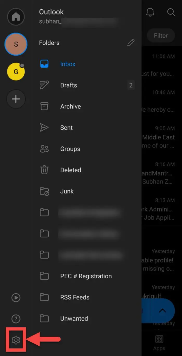 Open settings