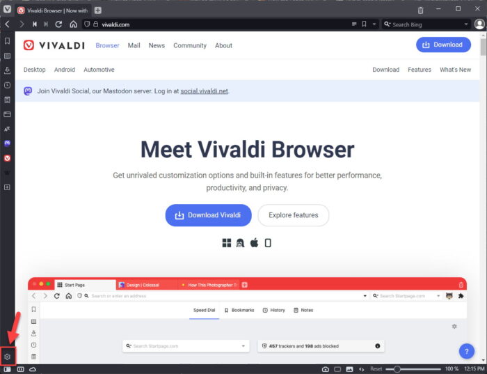 Open Vivaldi settings