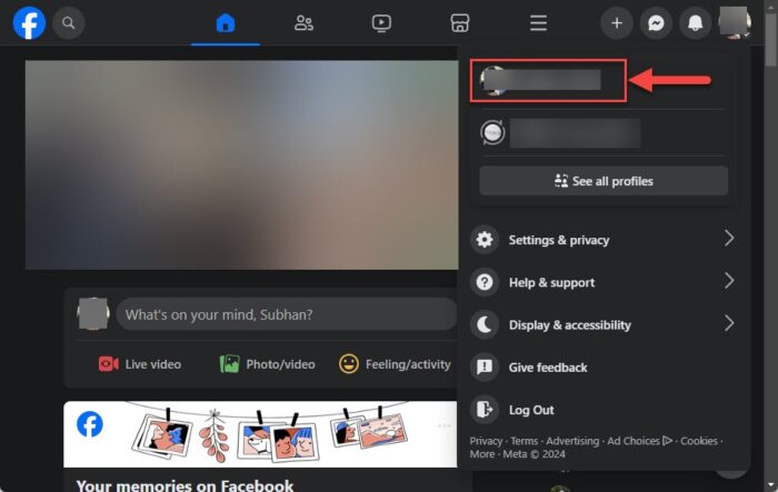Open your Facebook profile