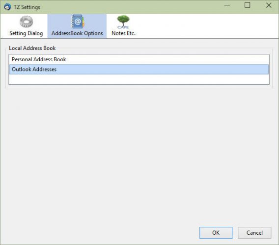 Outlook Addresses AddressBook selected