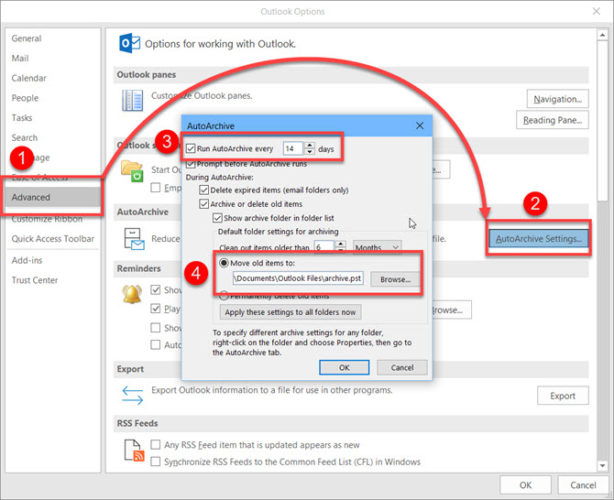 Outlook AutoArchive Settings Outlook AutoArchive Settings