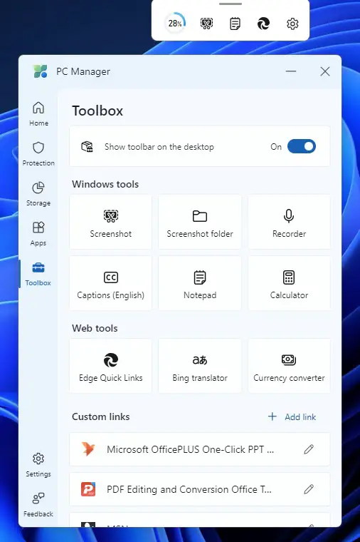Microsoft Makes PC Manager Generally Available For PC Health Monitoring And Performance Optimizations 9 PC Manager toolbox and toolbar