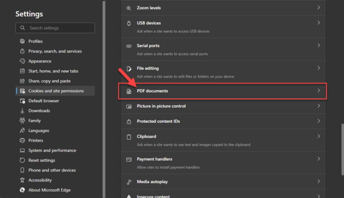 PDF documents edge