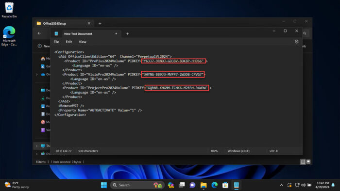 Place the MAK activation keys