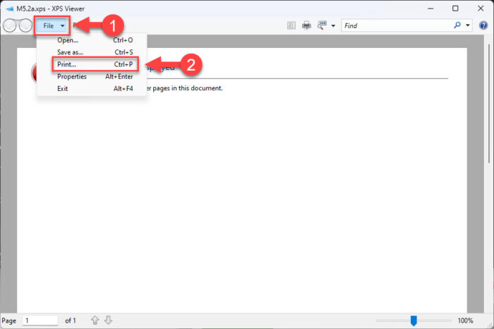 Print the XPS file
