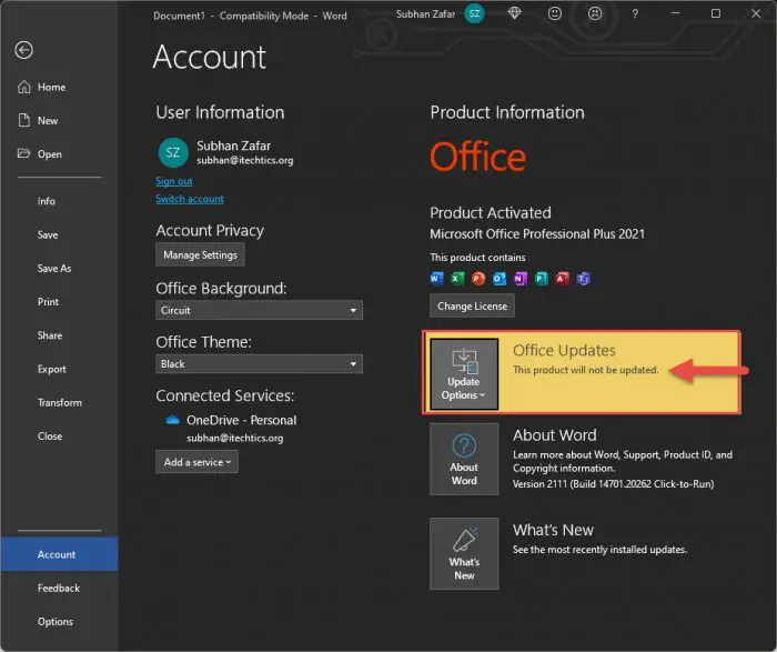 5 Ways to Disable Microsoft Office 2021 Automatic Updates 4 product will not be updated