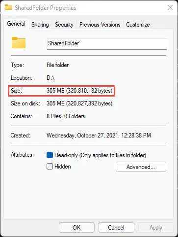 How To Show Folder Size In Windows 5 properties