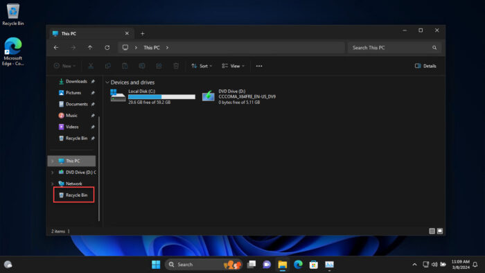 How To Add Recycle Bin To File Explorer Navigation Pane, This PC On Windows 11 4 Recycle Bin added to File Explorer Navigation pane
