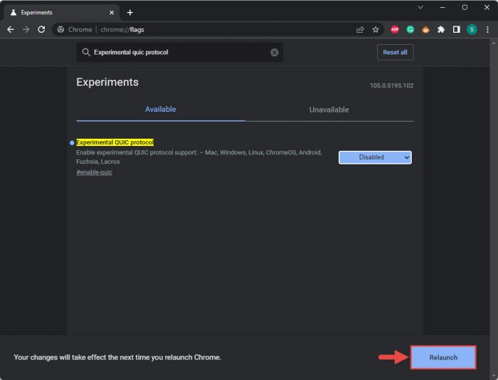 Relaunch Chrome