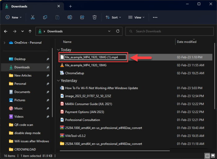 Remove ".crdownload"