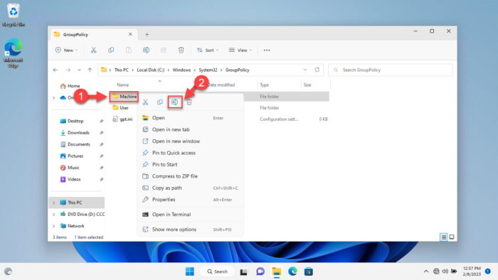 Rename Machine folder