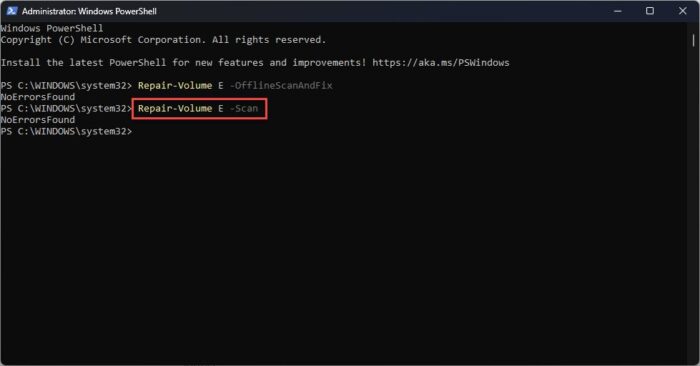 Repair bad sectors with PowerShell