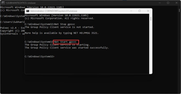 Restart Group Policy Client service