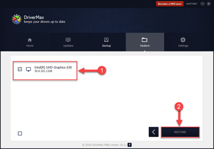 Restore the drivers