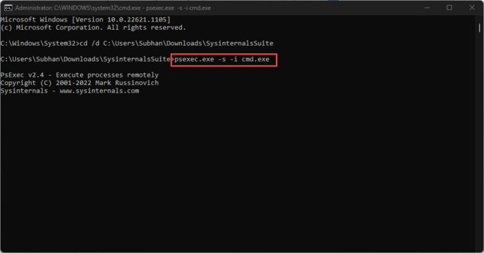 Run CMD from System account