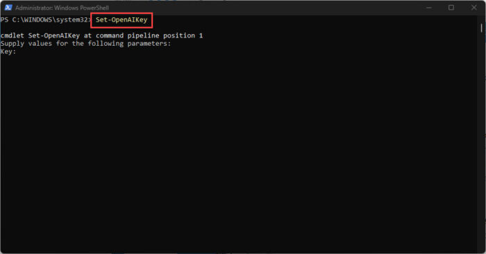 Run command to set the secret key