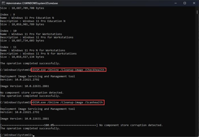 Scan the computer for corruption with DISM