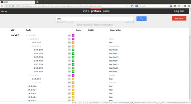 NiPAP - Search screen NiPAP - Search screen