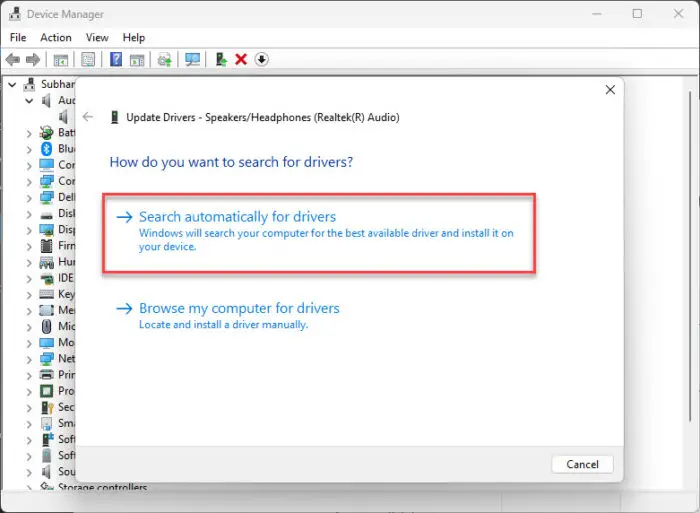 Search for driver automatically