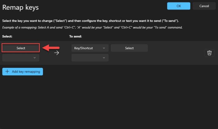 Select a key to use