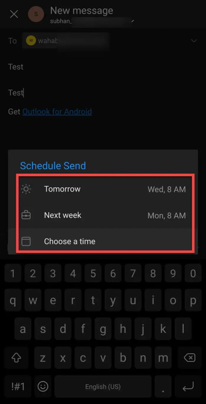 Select a time or create custom time