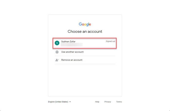 Select account