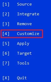 select customize
