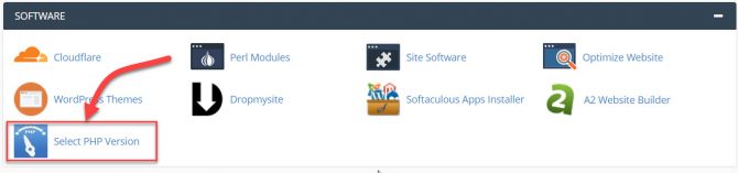 Select PHP Version option in cPanel