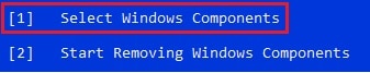 select select windows components remove