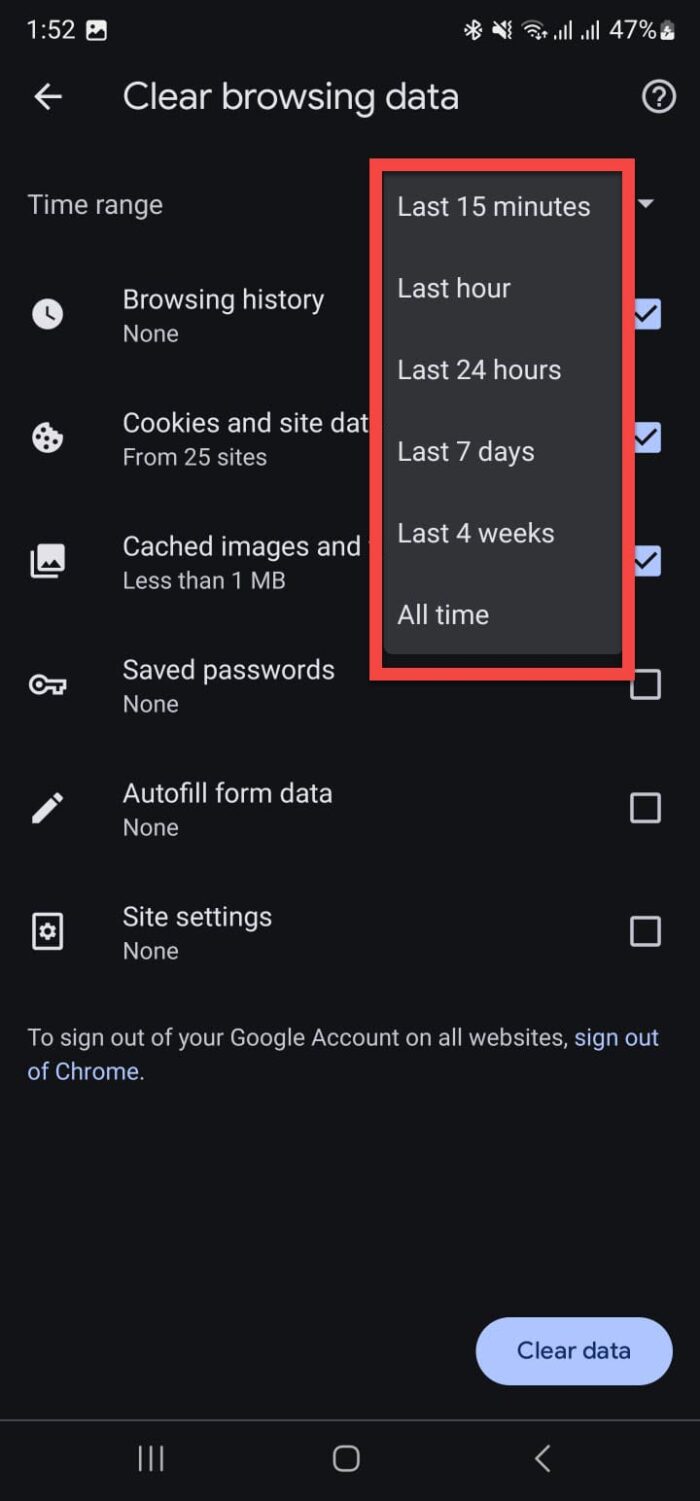 Select the duration