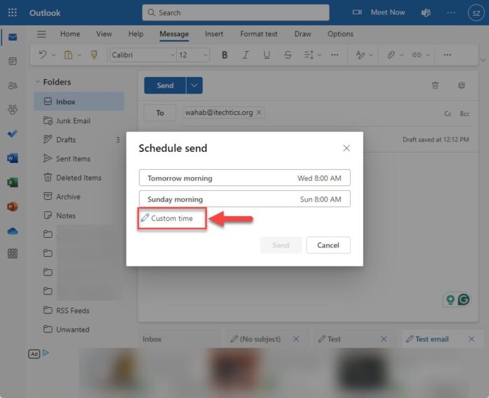 Set a custom scheduling time