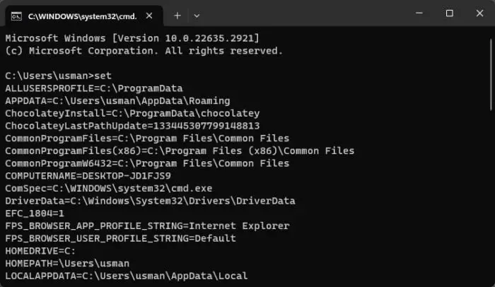 How To Manage Environment Variables in Windows 1 Set command to display environment variables in Windows