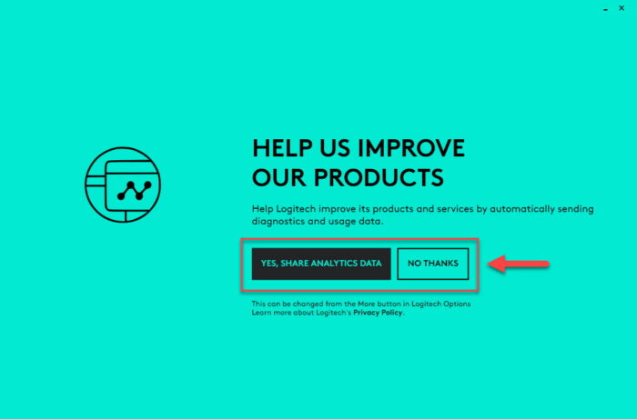 Share or block analytical data sharing with Logitech