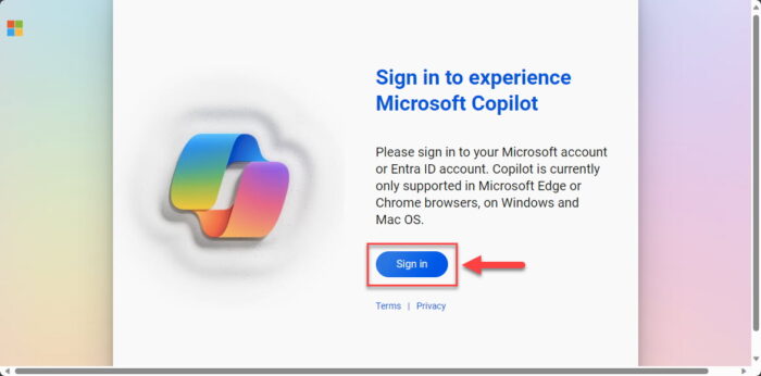 Sign in to Copilot 1
