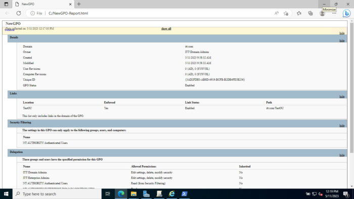 Single GPO HTML report