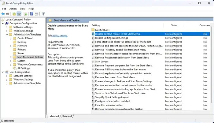 How To Customize The Windows 11 Start Menu With Group Policy 4 Start menu Group Policies