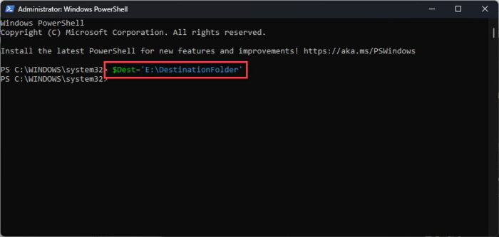 Store a filefolder location inside a variable in PowerShell