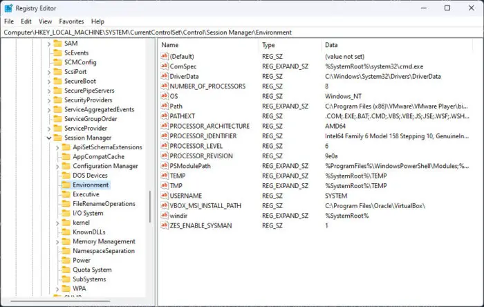 Windows Environment Variables - The Ultimate Guide For All Windows Versions 4 System environmental variables in Windows Registry