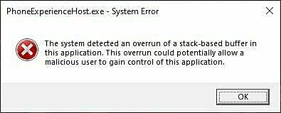 What Is PhoneExperienceHost.EXE (Phone Link) And How To Disable It 2 System error message