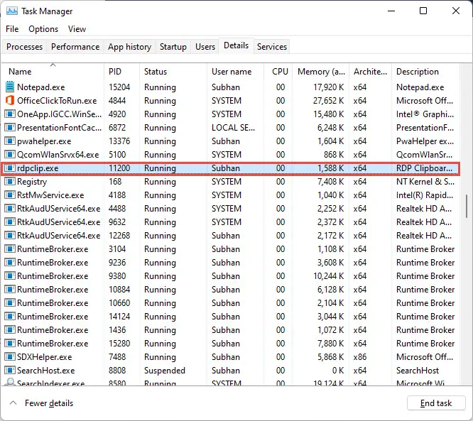 How To Enable Copy Paste and Add Local Partitions to Remote Desktop Session 1 task manager rdpclip